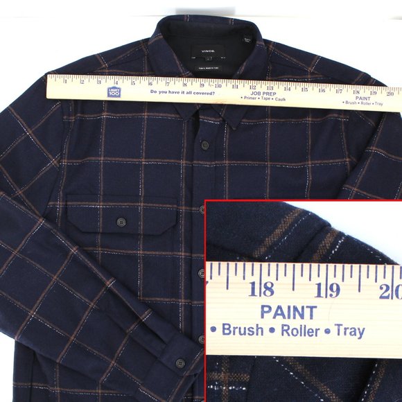 Vince Wool Blend Crosshatch Windowpane Classic Fit Button Down Shirt Jacket XL - Picture 9 of 16